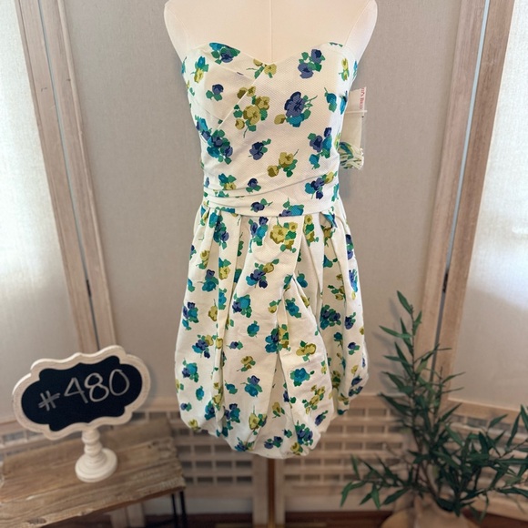 David's Bridal Dresses & Skirts - David's Bridal Floral Mini Dress - White and Blue